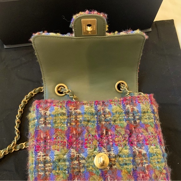 Chanel Quilted Tweed Mini Classic Square Single Flap Bag - Picture 9 of 11